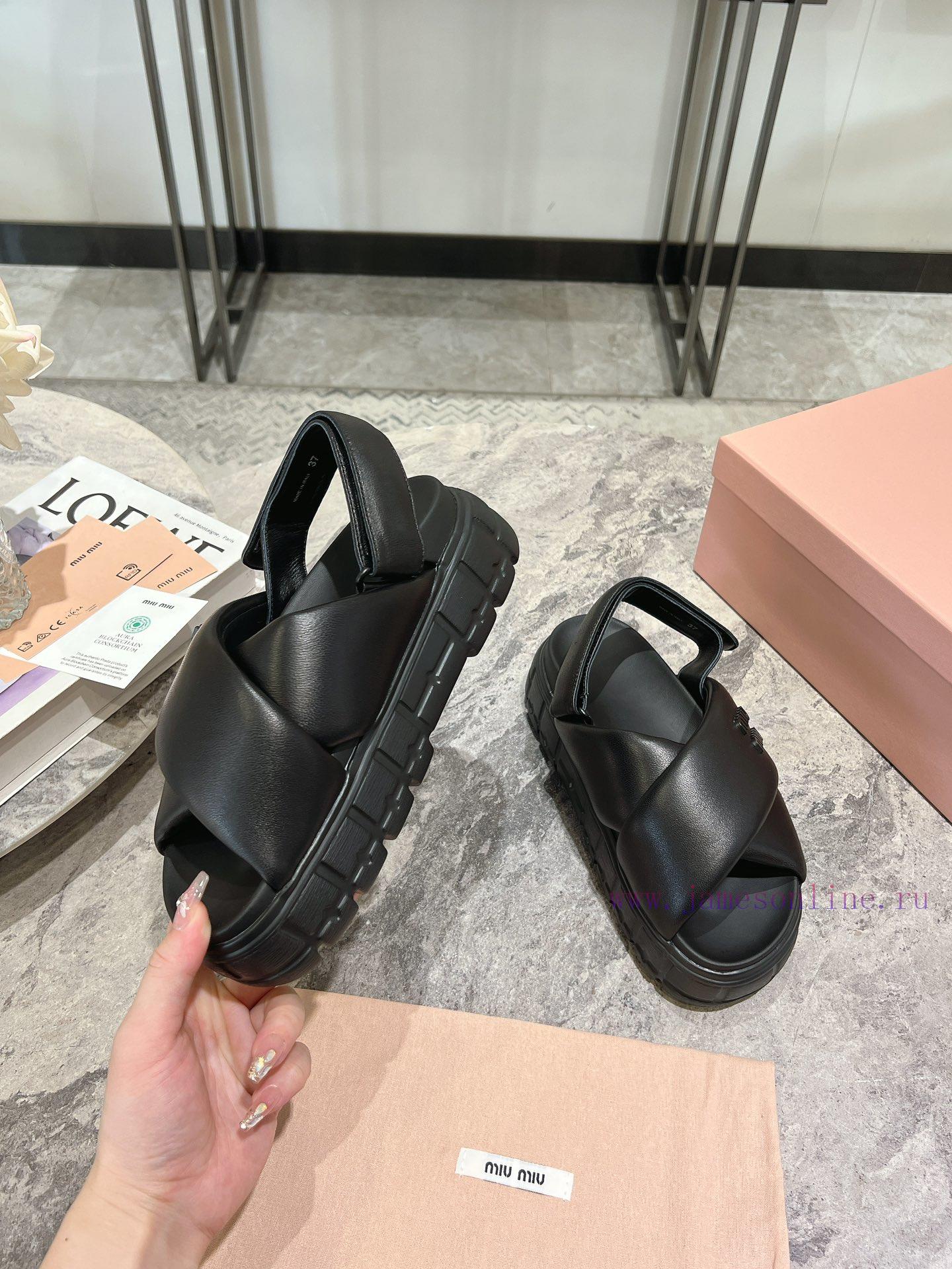 MIUMIU 24 Spring/Summer New Cross Thick Bottom Sponge Cake Cool Dragging Comfortable Versatile cp8ibigt - Image 4
