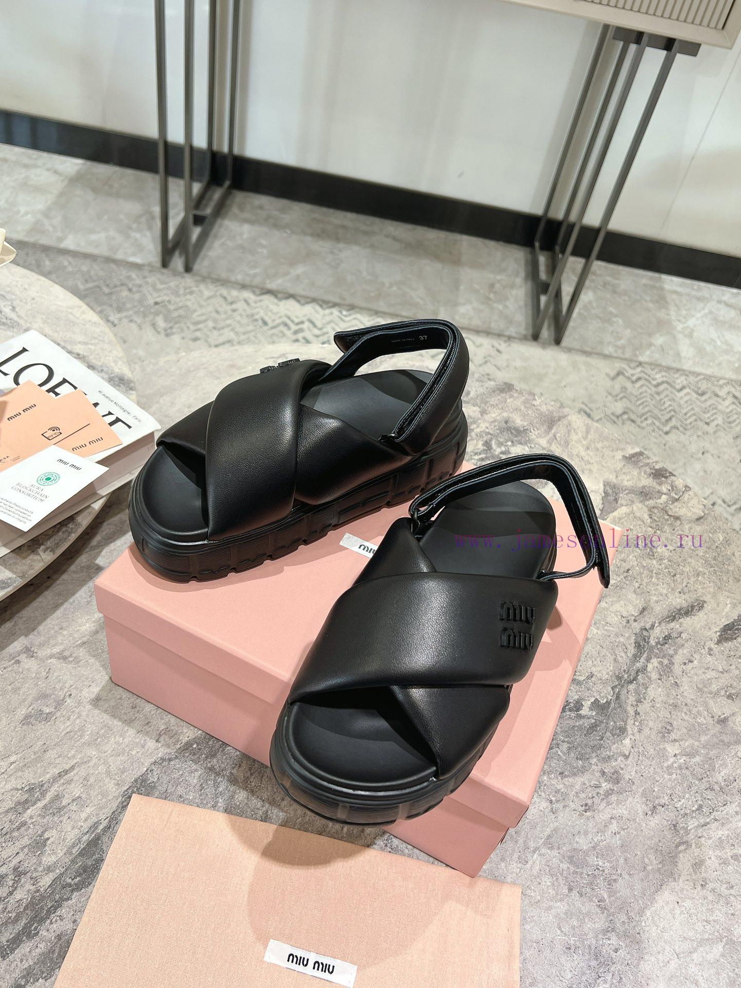 MIUMIU 24 Spring/Summer New Cross Thick Bottom Sponge Cake Cool Dragging Comfortable Versatile cp8ibigt - Image 6