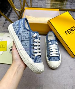 FENDI's Latest Bestseller Domino Series Sports Shoes Light Blue Denim Material With Stitched FF 4w6ufjdy