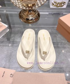 Miu Ss24 New Arrival～Miu 24 Spring/summer Flip Flops New Product With Thick Sole And Increased wh9loedq