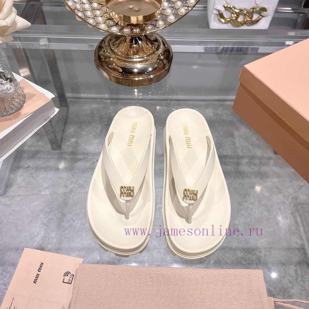 Miu Ss24 New Arrival~Miu 24 Spring/summer Flip Flops New Product With Thick Sole And Increased wh9loedq