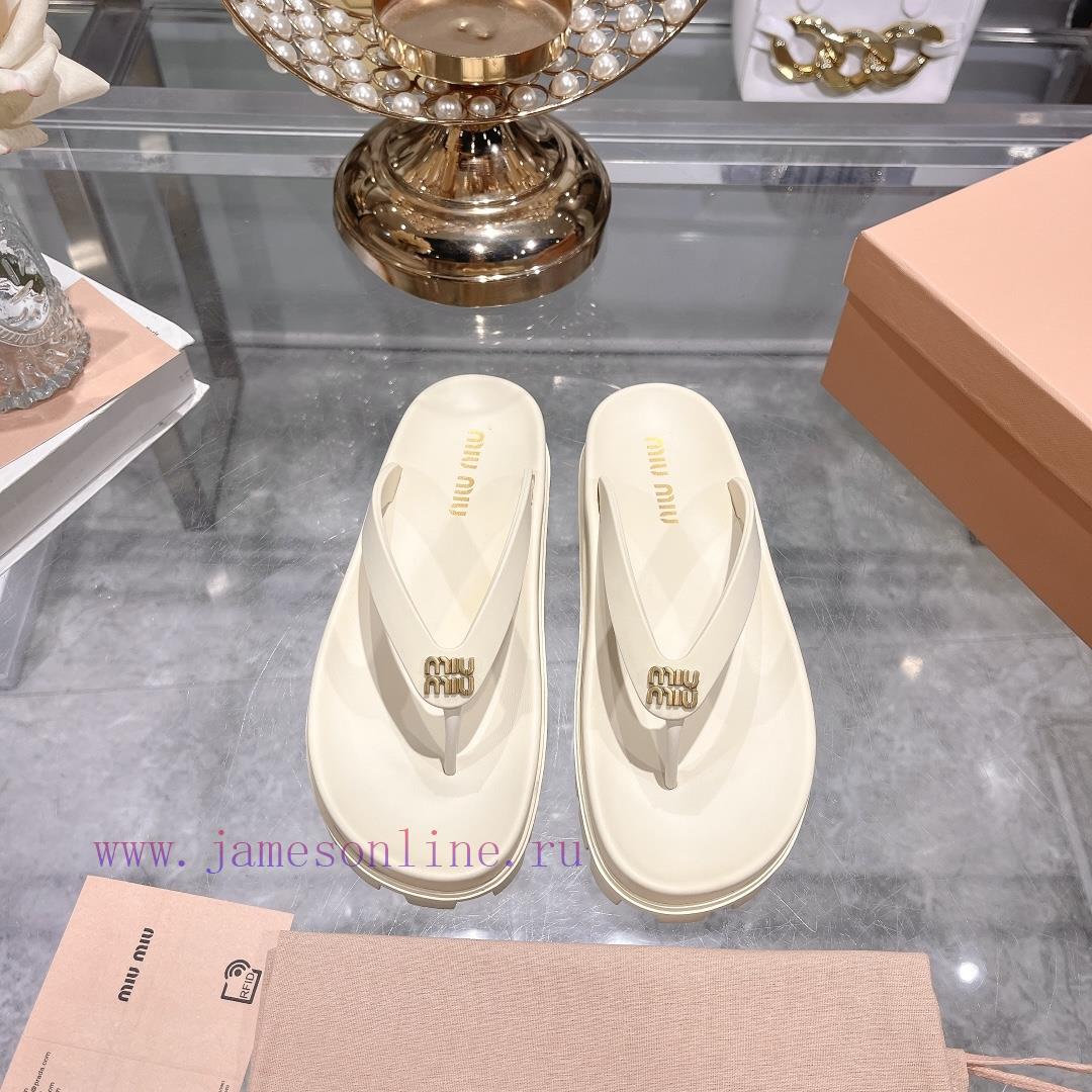 Miu Ss24 New Arrival~Miu 24 Spring/summer Flip Flops New Product With Thick Sole And Increased wh9loedq - Image 2