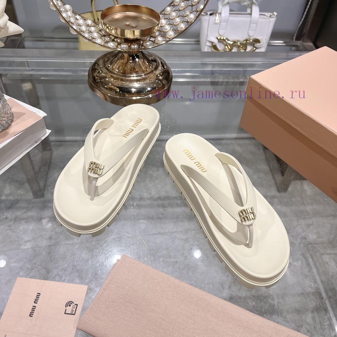Miu Ss24 New Arrival~Miu 24 Spring/summer Flip Flops New Product With Thick Sole And Increased wh9loedq - Image 3
