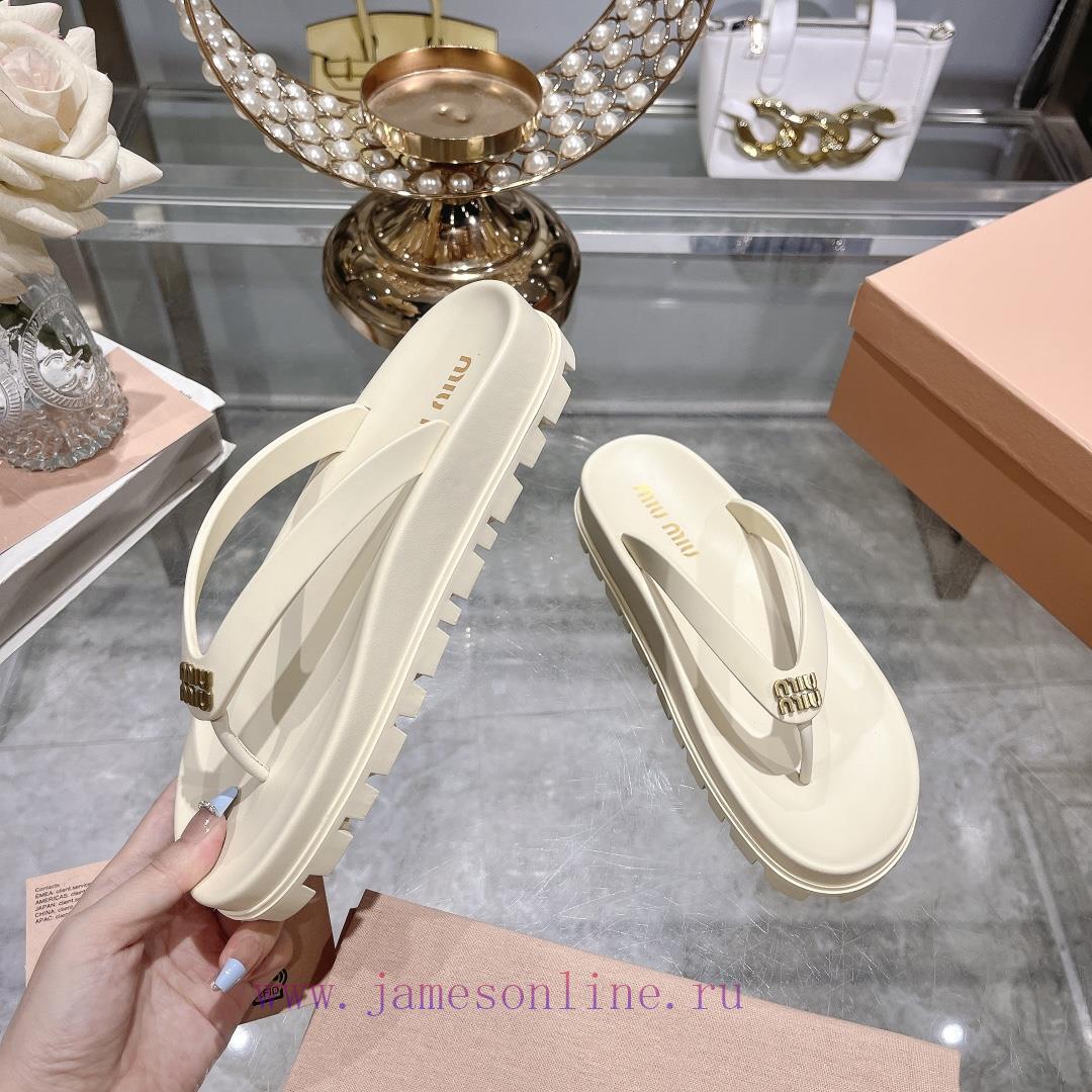 Miu Ss24 New Arrival~Miu 24 Spring/summer Flip Flops New Product With Thick Sole And Increased wh9loedq - Image 6