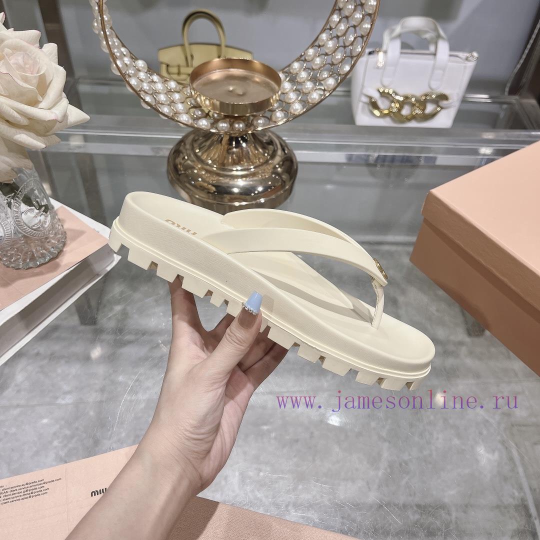 Miu Ss24 New Arrival~Miu 24 Spring/summer Flip Flops New Product With Thick Sole And Increased wh9loedq - Image 7