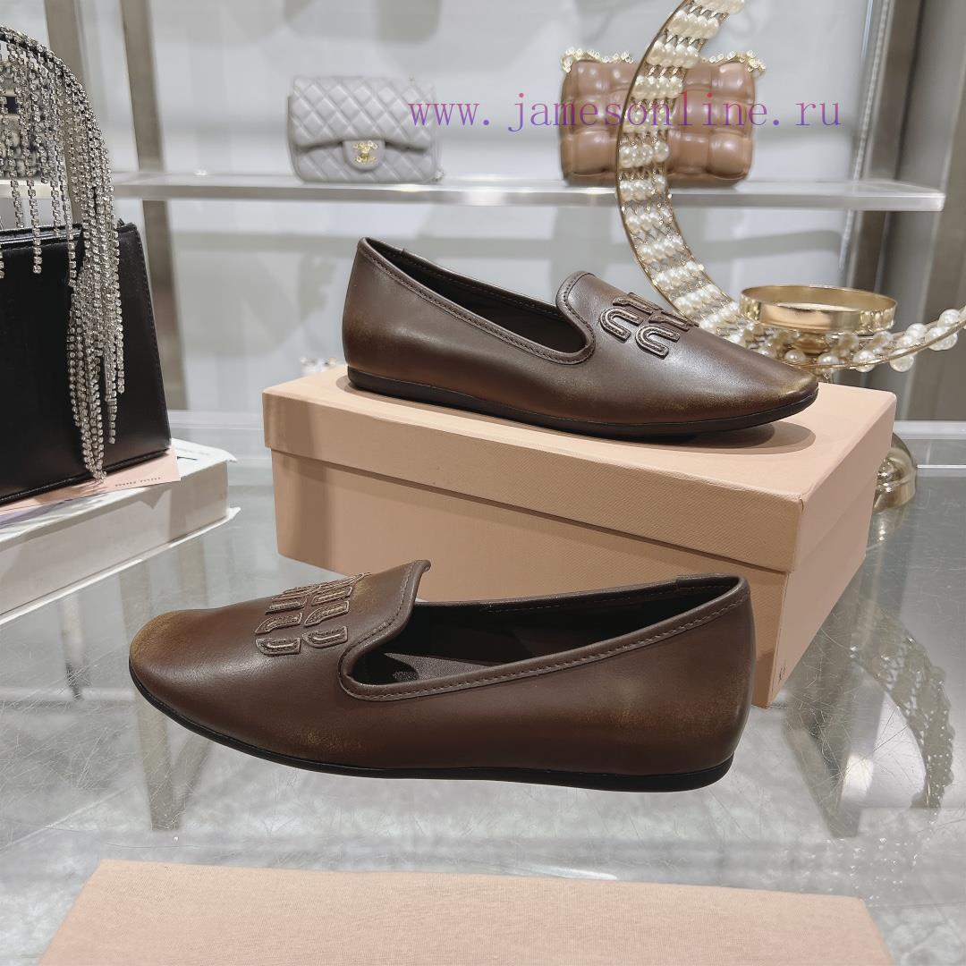 Miumiu 2024 Spring/Summer New Collection Retro Distressed Square Toe Mueller Single Shoes Slipp 35plq2zg - Image 9