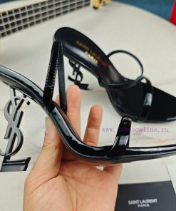 Saint Laurent Slim Heeled Sandals 2024 Early Autumn Synchronized YSL Rhinestone Buckle Decorati xazy4ctw