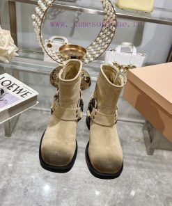 Yangjing Miumiu 2024 Autumn And Winter New Limited Edition Lock Mouth Short Boots New Color Hot h55oa4w1