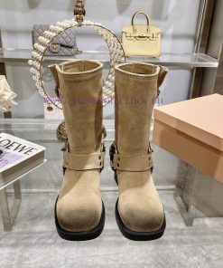 Miumiu 2024 Autumn/Winter New Limited Edition Lock Mouth Short Boots New Colors Explosive Boots fllwnuzl