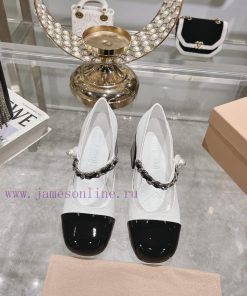 MIUMU 2024 Spring/Summer New Mary Jane Single ShoesThe Combination Of Color Blocking And Super o5u81g52