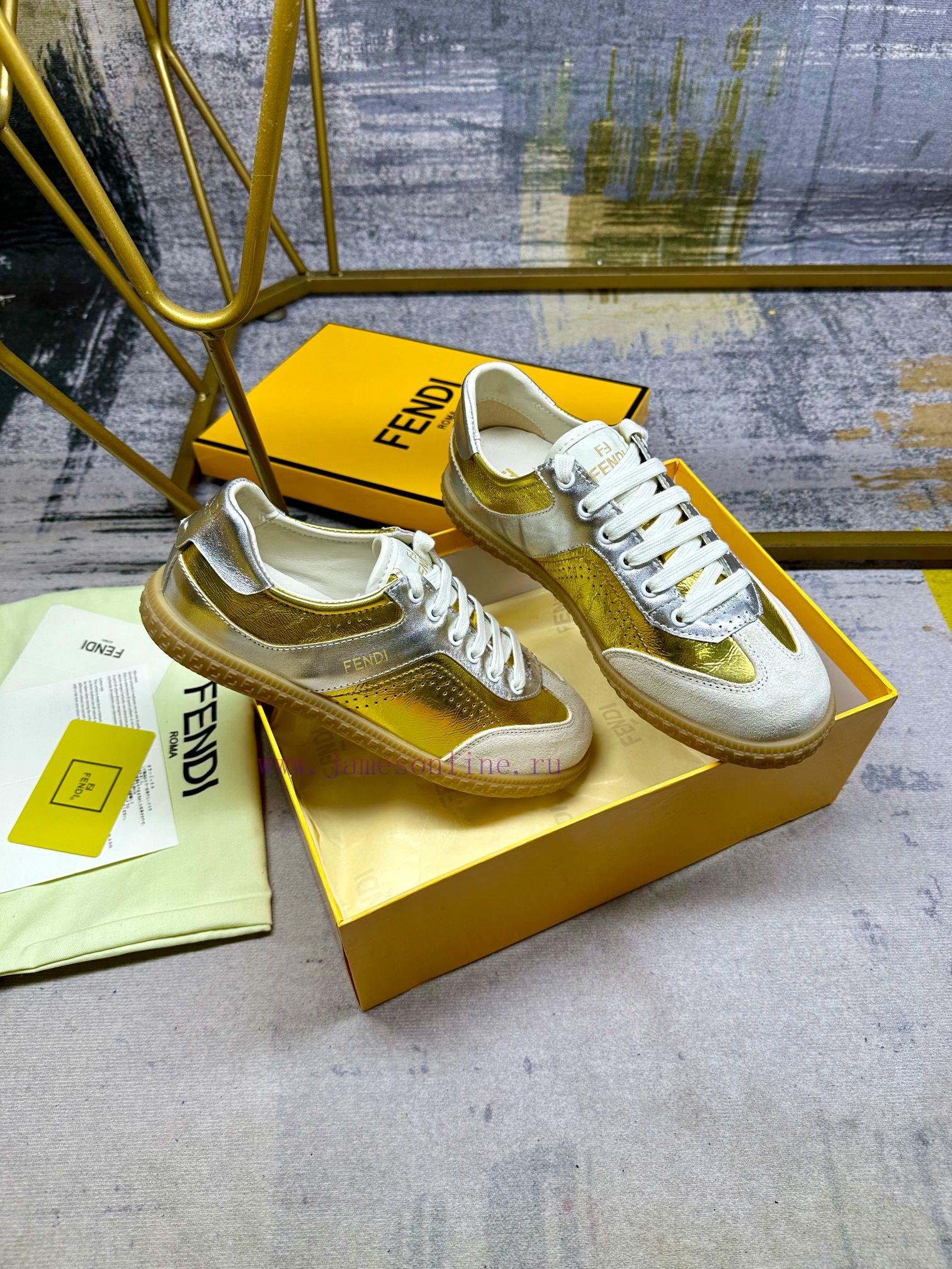 FENDI Flight Lace Up Sneakers Made Of Metallic Cowhide Fabric Featuring Different Types Of Cont ujt51mkf - Image 7