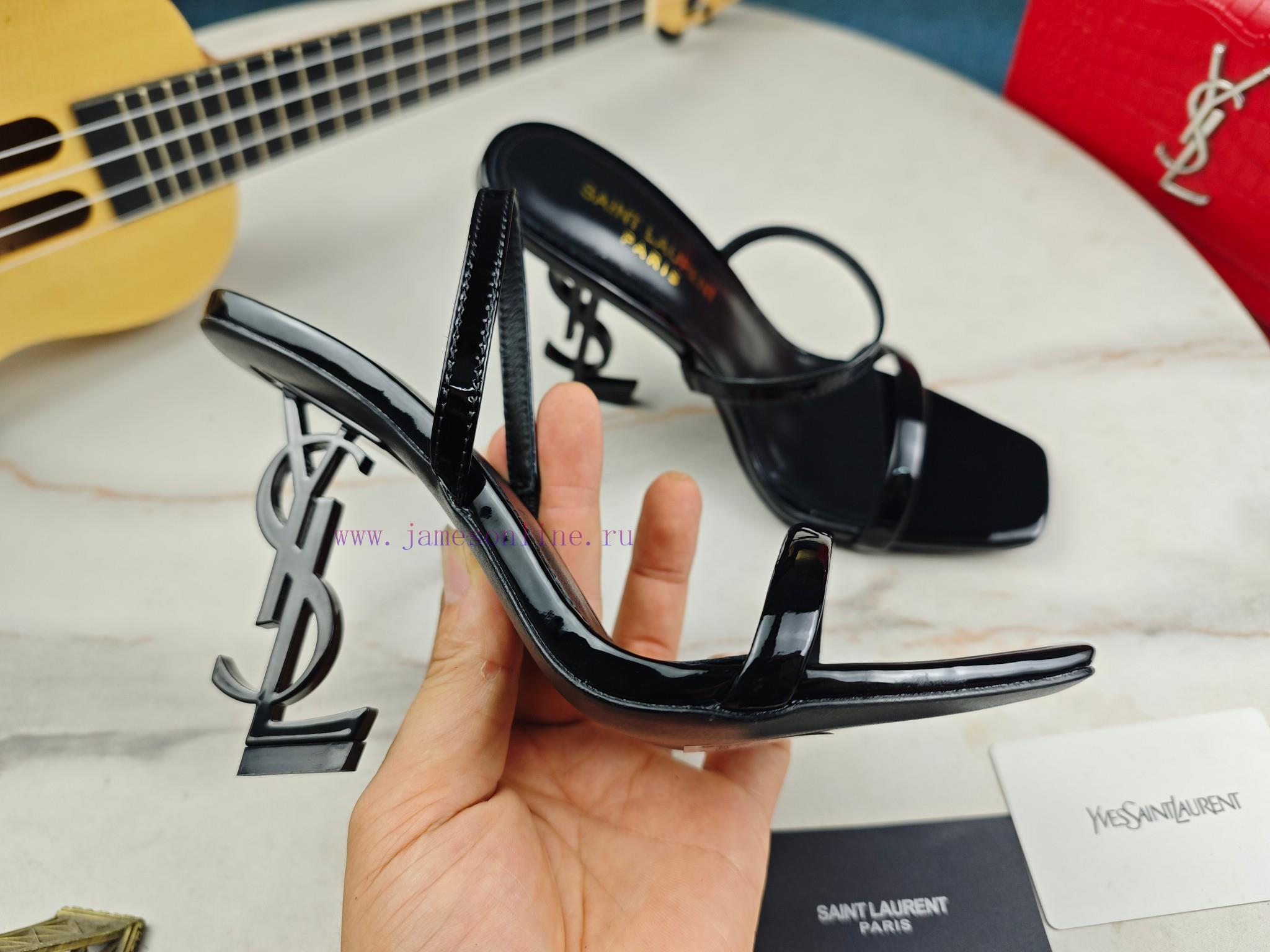 RiceSaint Laurent Slim Heeled Sandals 2024 Early Autumn Synchronized YSL Rhinestone Buckle Deco 8oukz26p
