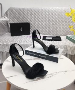 YSL Classic Thin Heel Mink Fur SandalsCorrect Version ️ Correct Details ️Original Consistent Fa 06spit6j