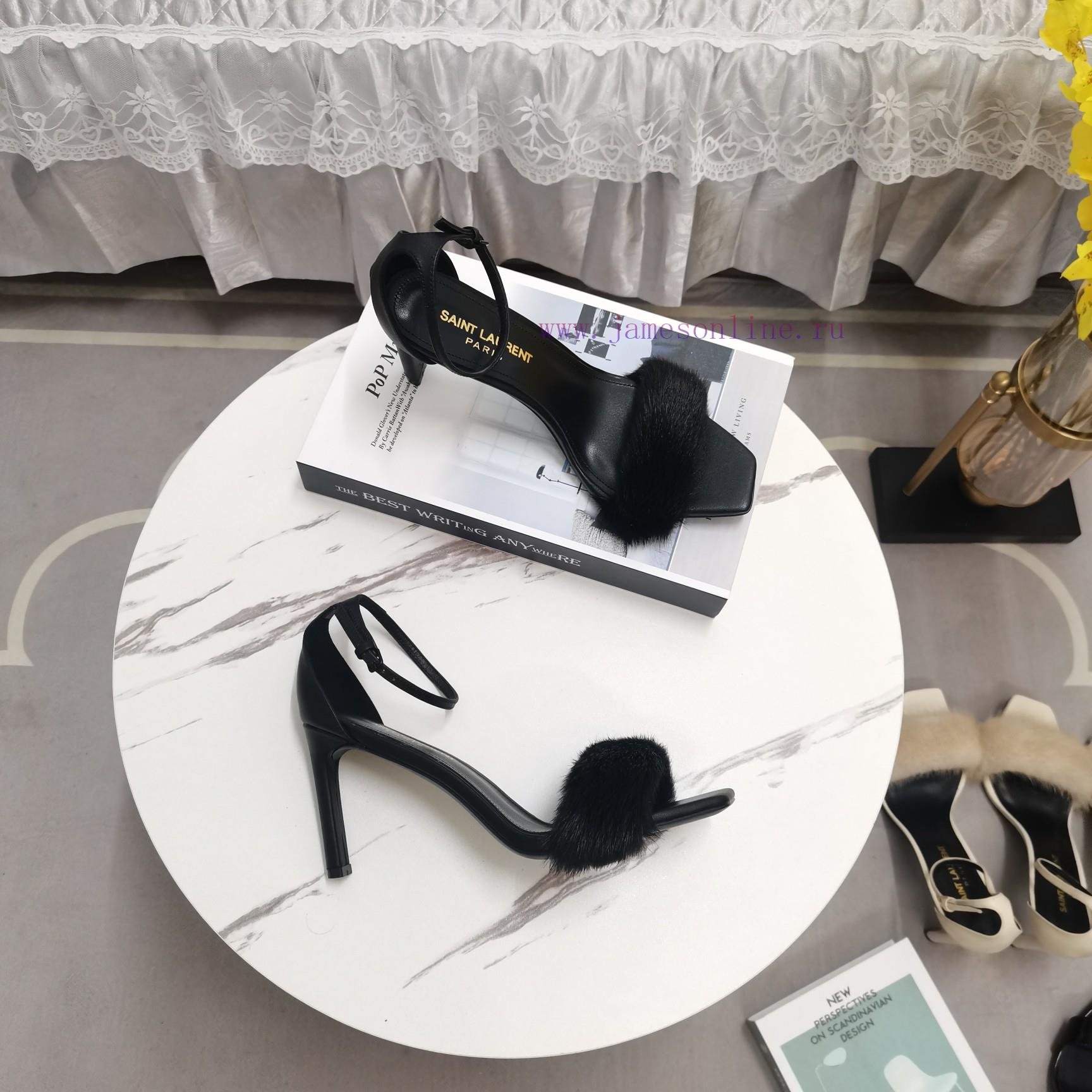 YSL Classic Thin Heel Mink Fur SandalsCorrect Version ️ Correct Details ️Original Consistent Fa 06spit6j - Image 3