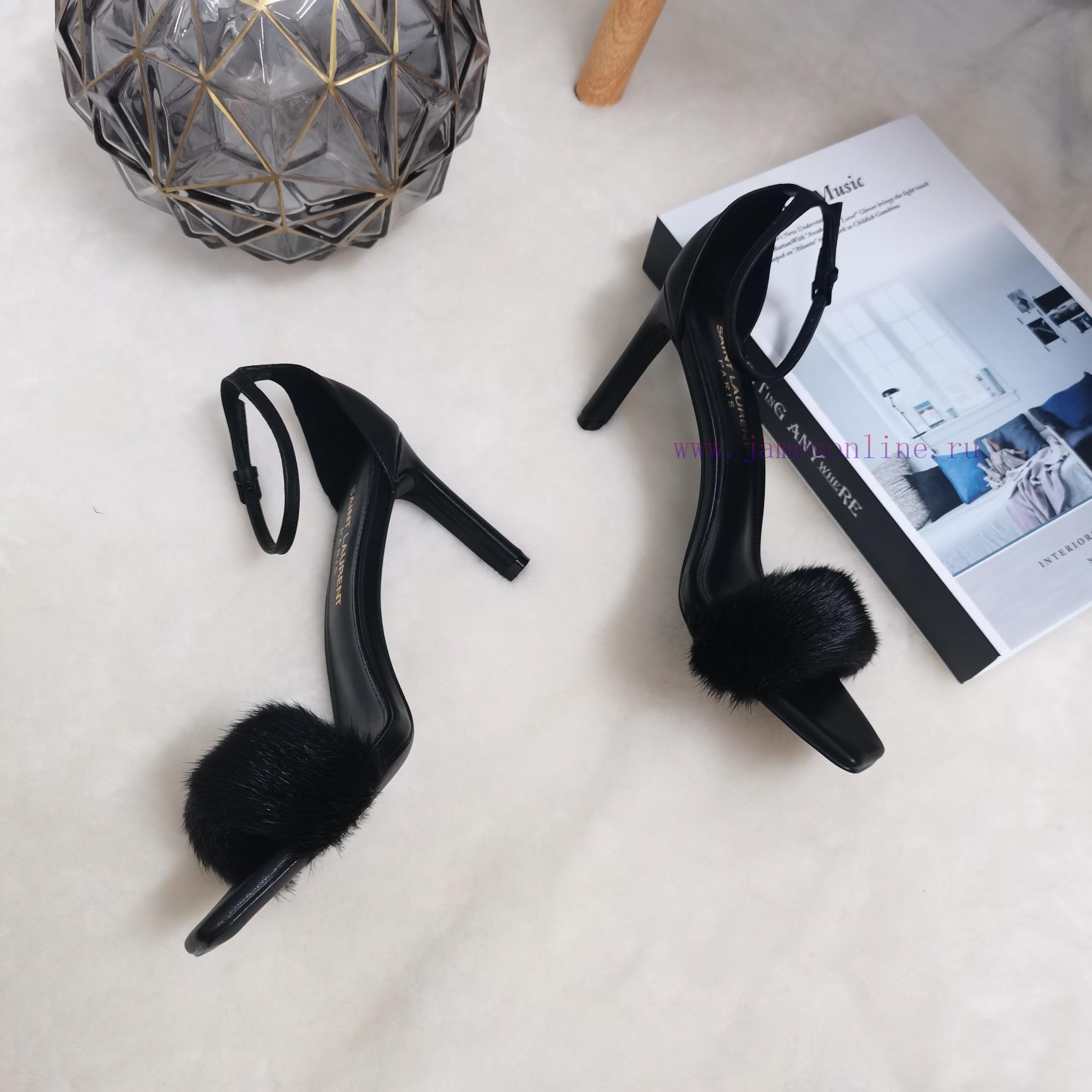 YSL Classic Thin Heel Mink Fur SandalsCorrect Version ️ Correct Details ️Original Consistent Fa 06spit6j - Image 6