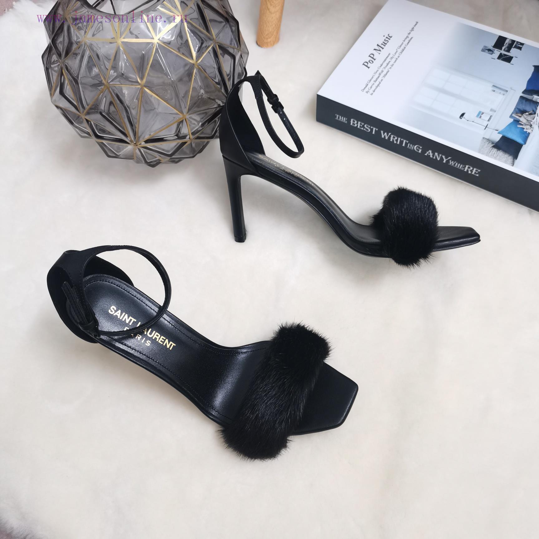 YSL Classic Thin Heel Mink Fur SandalsCorrect Version ️ Correct Details ️Original Consistent Fa 06spit6j - Image 8