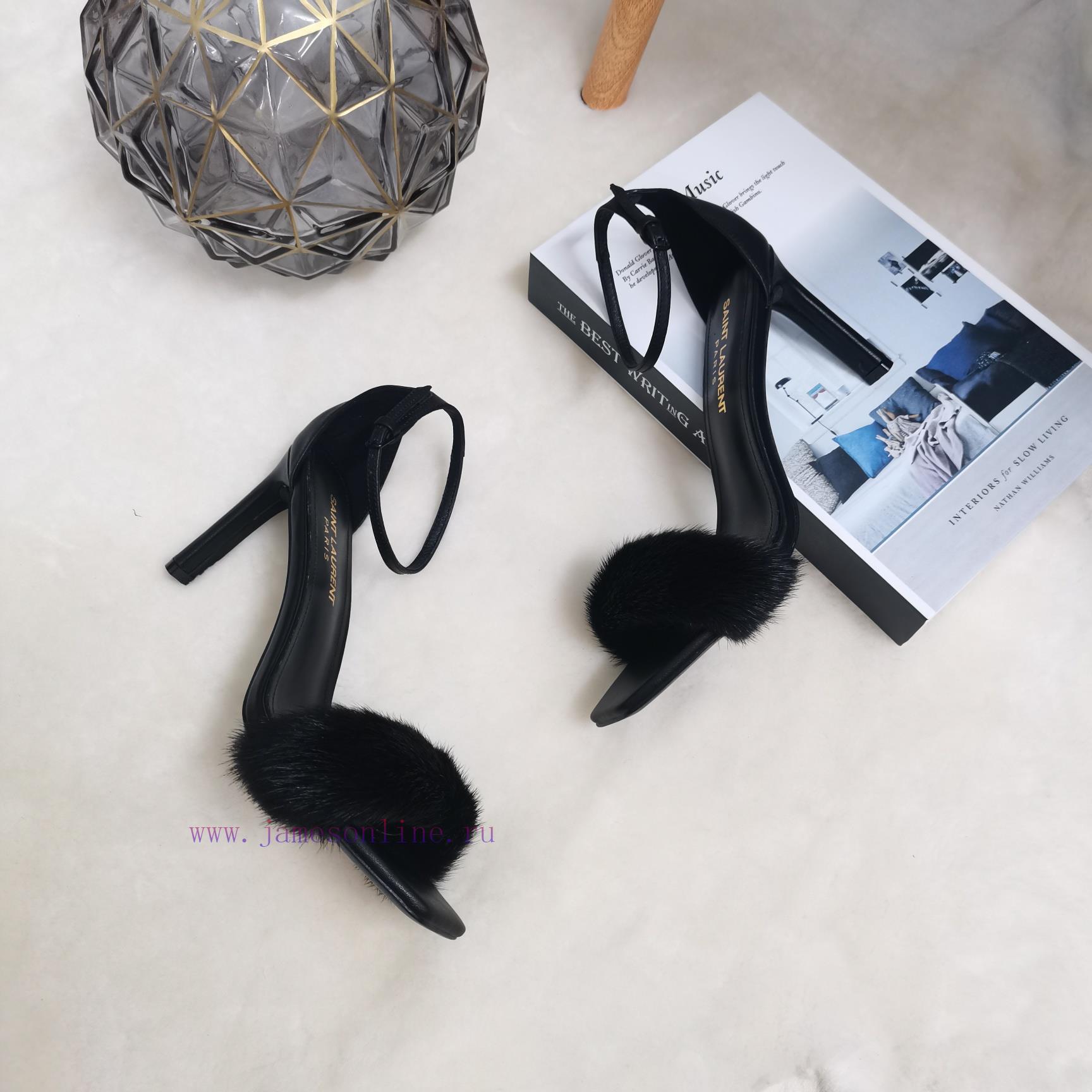 YSL Classic Thin Heel Mink Fur SandalsCorrect Version ️ Correct Details ️Original Consistent Fa 06spit6j - Image 9