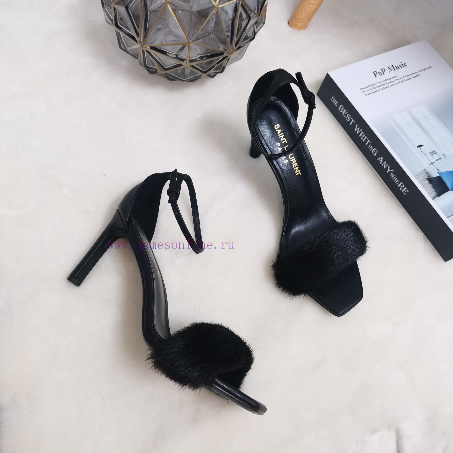 YSL Classic Thin Heel Mink Fur SandalsCorrect Version ️ Correct Details ️Original Consistent Fa 06spit6j - Image 10