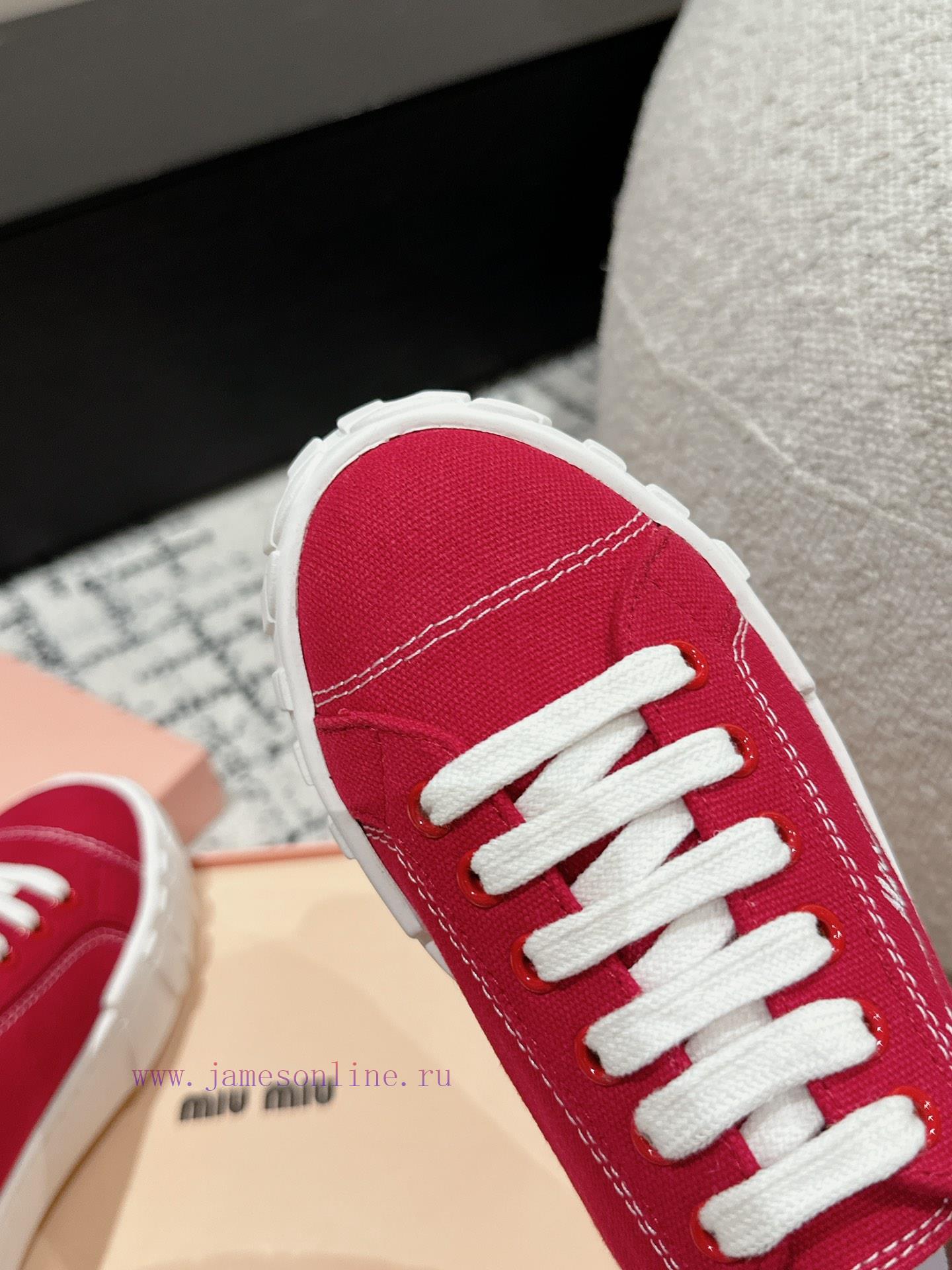 Miu Miu | Miu Miu 24/Autumn/Winter New Canvas British Style Strap Thick Bottom Casual ShoesThe fzyd9ui4 - Image 7