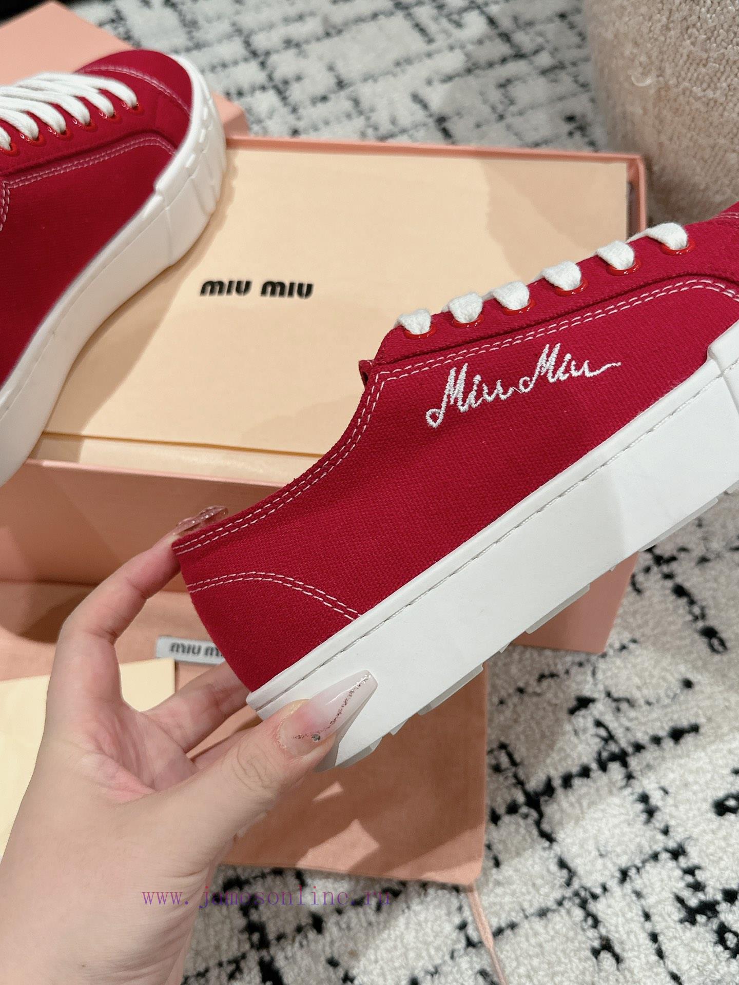 Miu Miu | Miu Miu 24/Autumn/Winter New Canvas British Style Strap Thick Bottom Casual ShoesThe fzyd9ui4 - Image 8