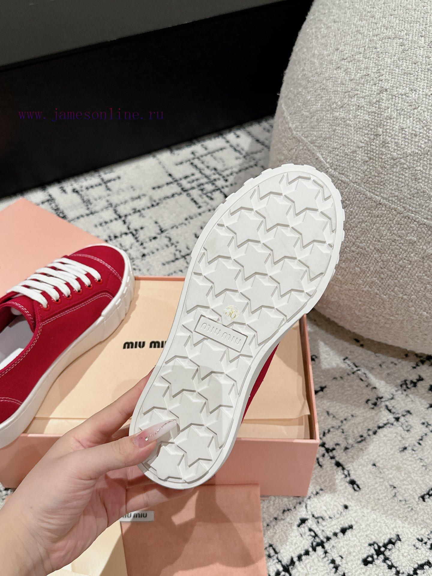 Miu Miu | Miu Miu 24/Autumn/Winter New Canvas British Style Strap Thick Bottom Casual ShoesThe fzyd9ui4 - Image 10