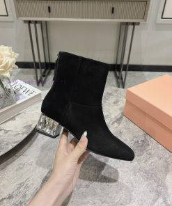 MiuMiuMiu Miu 2024 Autumn/Winter New Diamond Heeled Short Boots Bare Boots/Long BootsThe Minima gb2rex5o