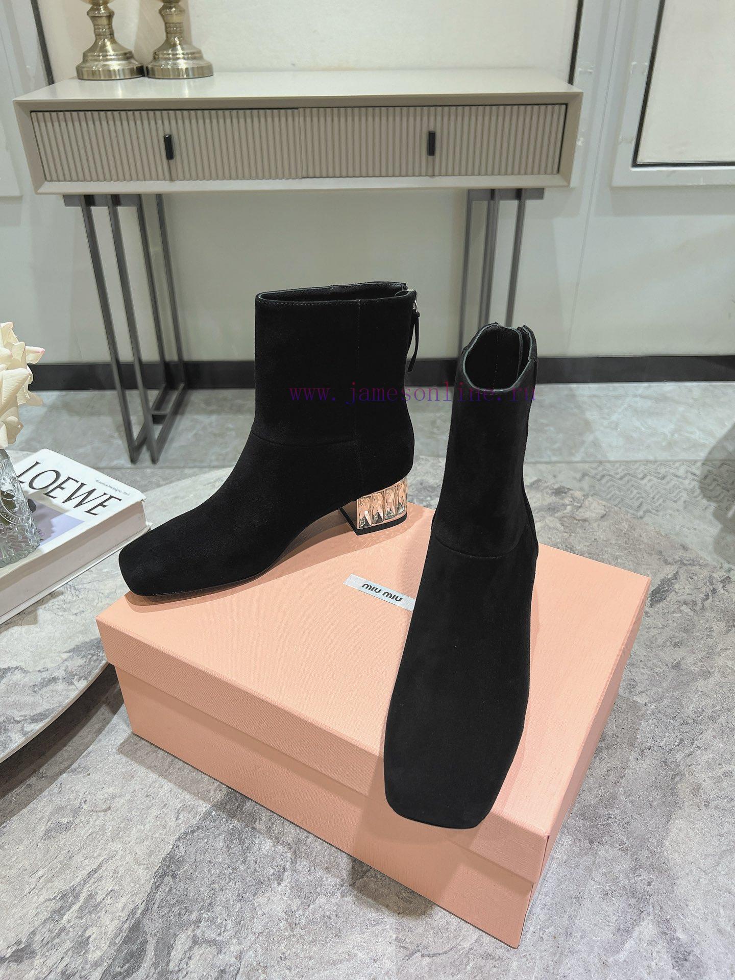 MiuMiuMiu Miu 2024 Autumn/Winter New Diamond Heeled Short Boots Bare Boots/Long BootsThe Minima gb2rex5o - Image 3