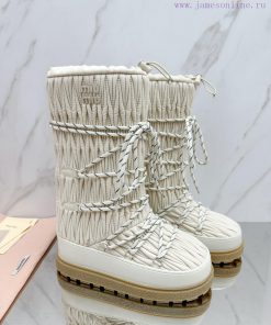 MiuMiu 24ss Series Women's Logo Nylon Herringbone Snow Party Metal Logo Two Tone Thick Sole Shr c18uu17j