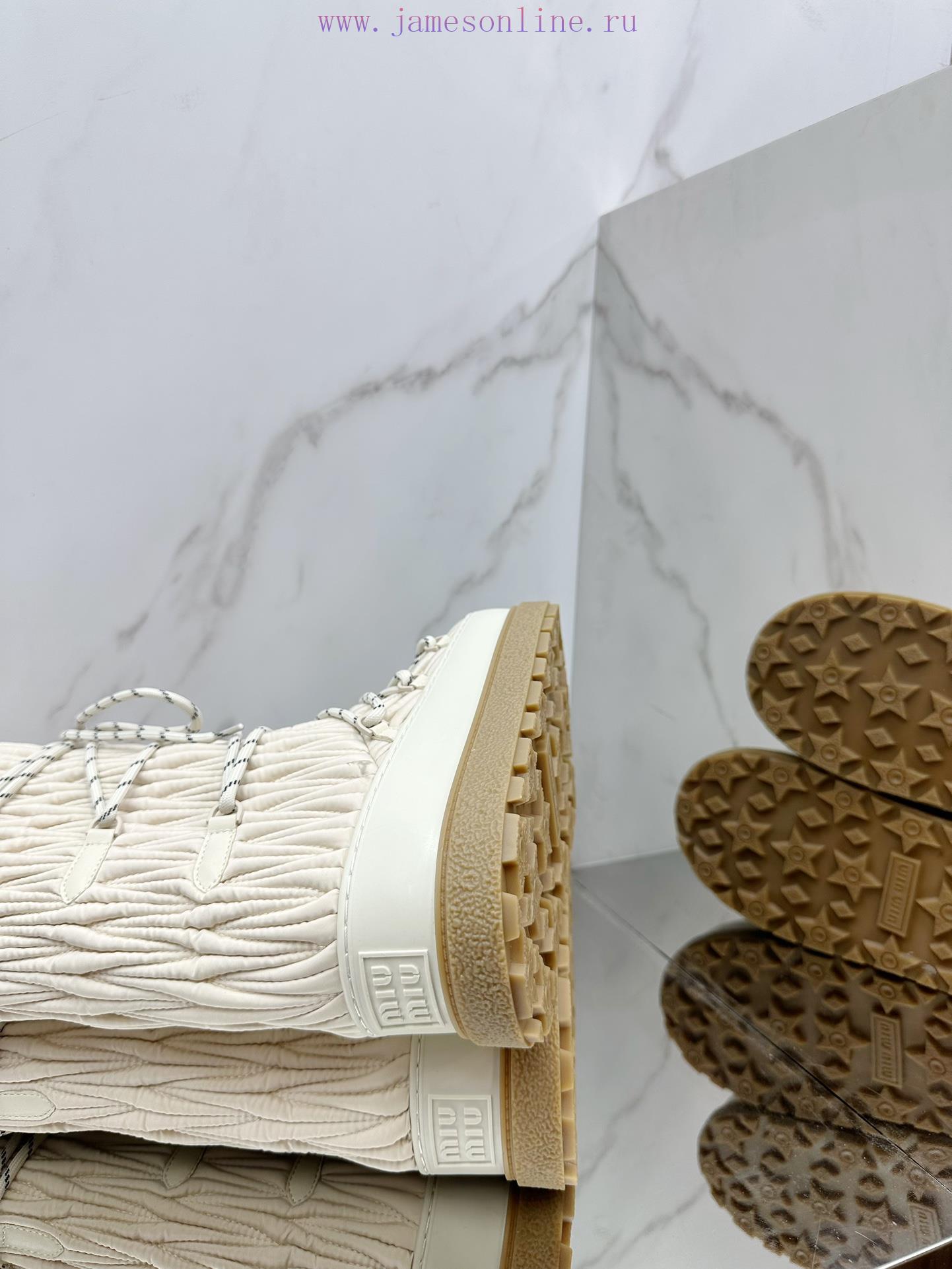 MiuMiu 24ss Series Women's Logo Nylon Herringbone Snow Party Metal Logo Two Tone Thick Sole Shr c18uu17j - Image 10
