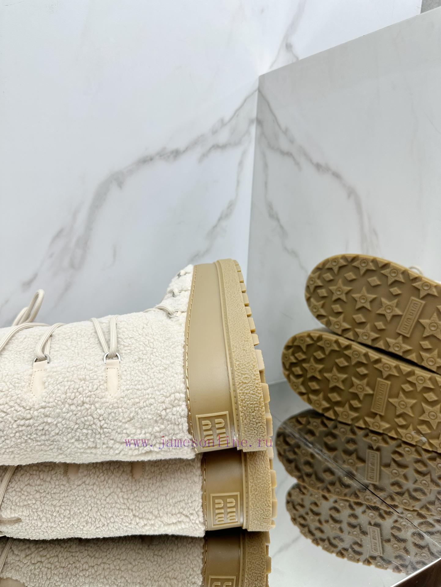 MiuMiu 24ss Series Women's Logo Nylon Herringbone Snow Party Metal Logo Two Tone Thick Sole Shr zda2ckoa - Image 10