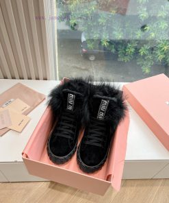 G Purchasing Level Miumiu Snow Boots Cotton Shoes 2024 Autumn And Winter New Cotton Shoes Hairy i0xke2jj