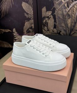 Top Qualitymiu Fw24 New Arrival～Miao Family Classic Biscuit Shoes 24 Autumn/Winter Leather New mxxq34m3