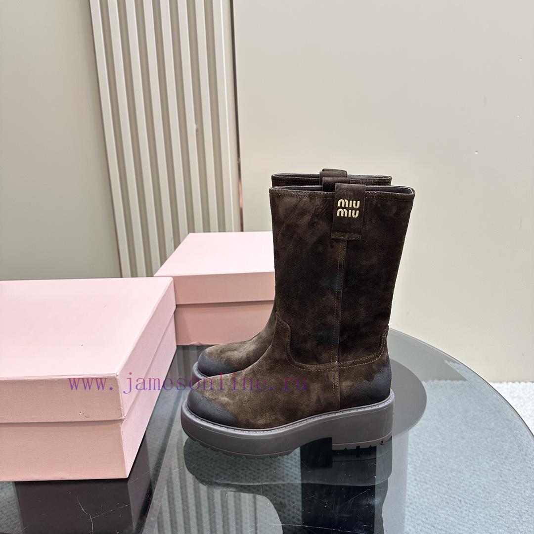 MIU Miu Miu 24 Spring/Summer Fashion Show Western Collection Vintage Short Boots 🤎 Black And Br msc046mv
