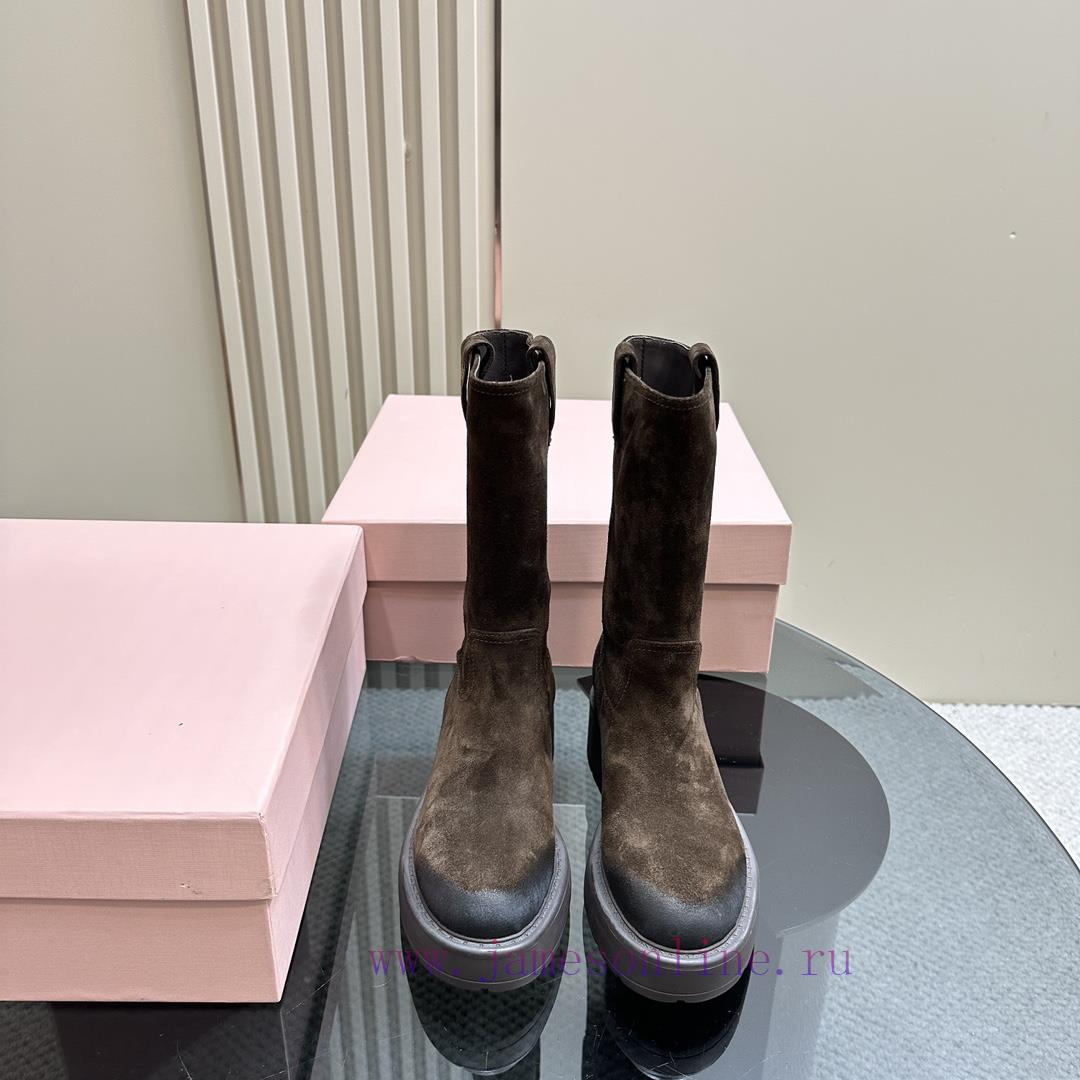 MIU Miu Miu 24 Spring/Summer Fashion Show Western Collection Vintage Short Boots 🤎 Black And Br msc046mv - Image 3