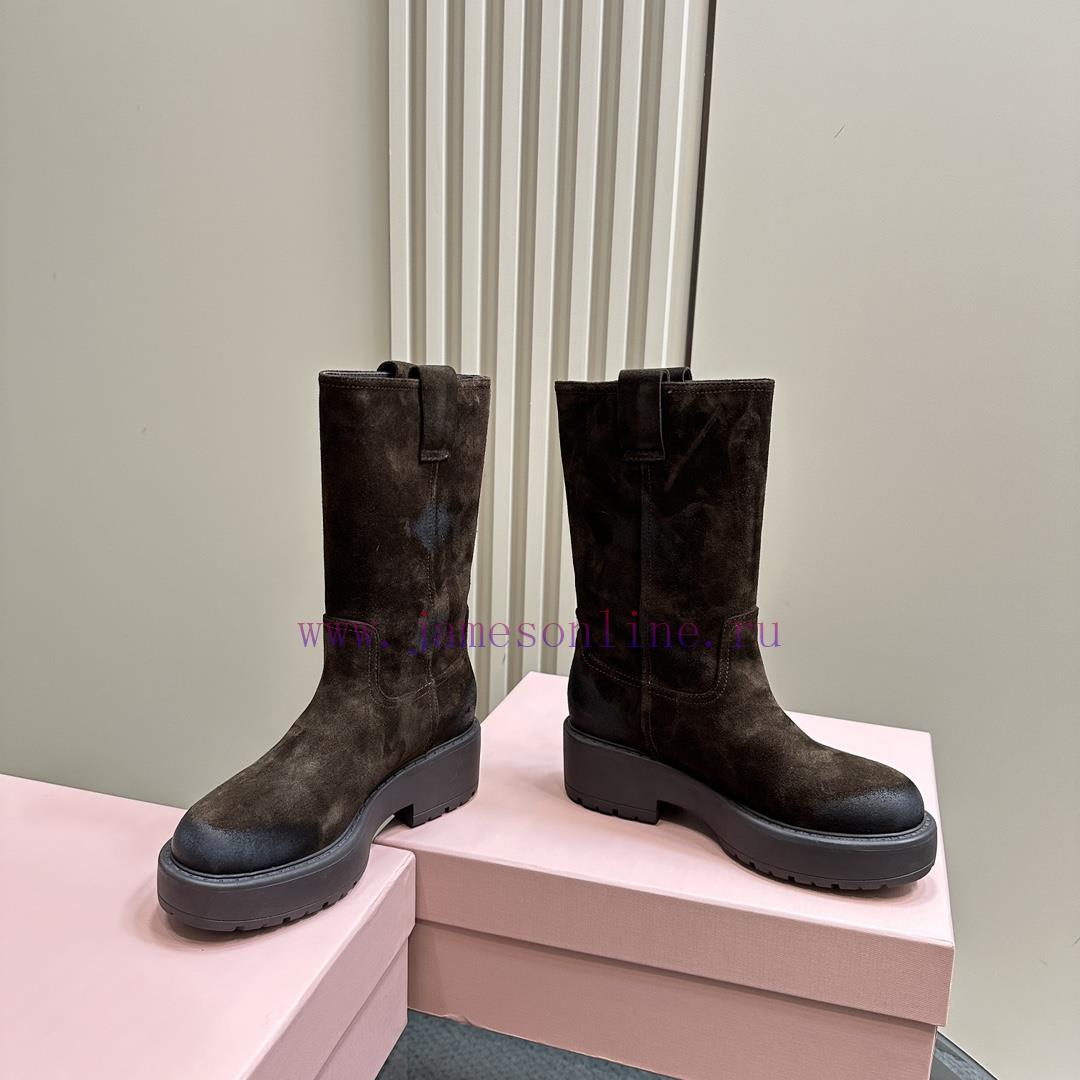 MIU Miu Miu 24 Spring/Summer Fashion Show Western Collection Vintage Short Boots 🤎 Black And Br msc046mv - Image 4