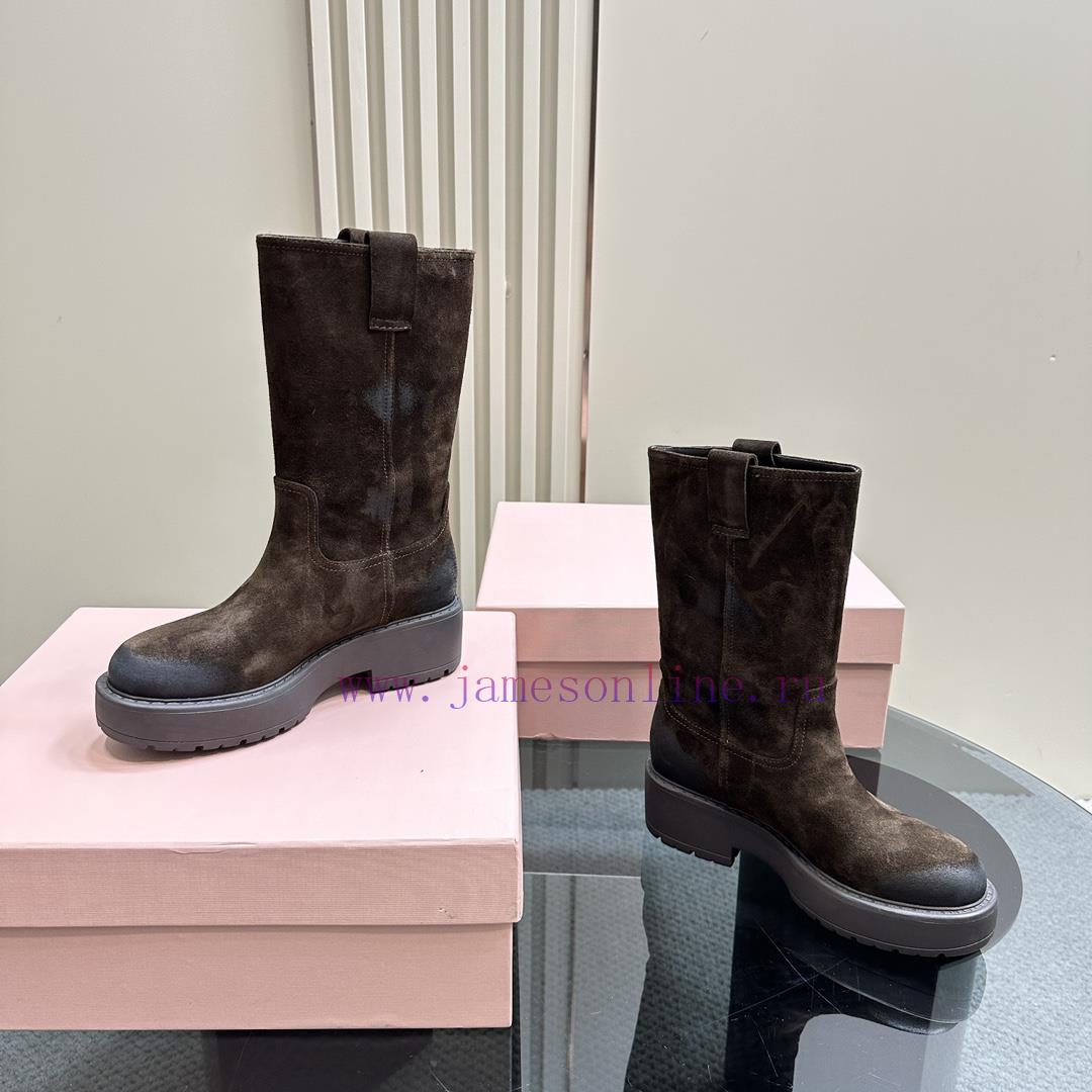 MIU Miu Miu 24 Spring/Summer Fashion Show Western Collection Vintage Short Boots 🤎 Black And Br msc046mv - Image 6