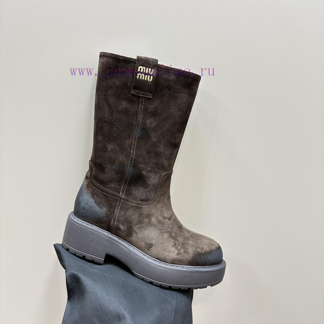 MIU Miu Miu 24 Spring/Summer Fashion Show Western Collection Vintage Short Boots 🤎 Black And Br msc046mv - Image 7