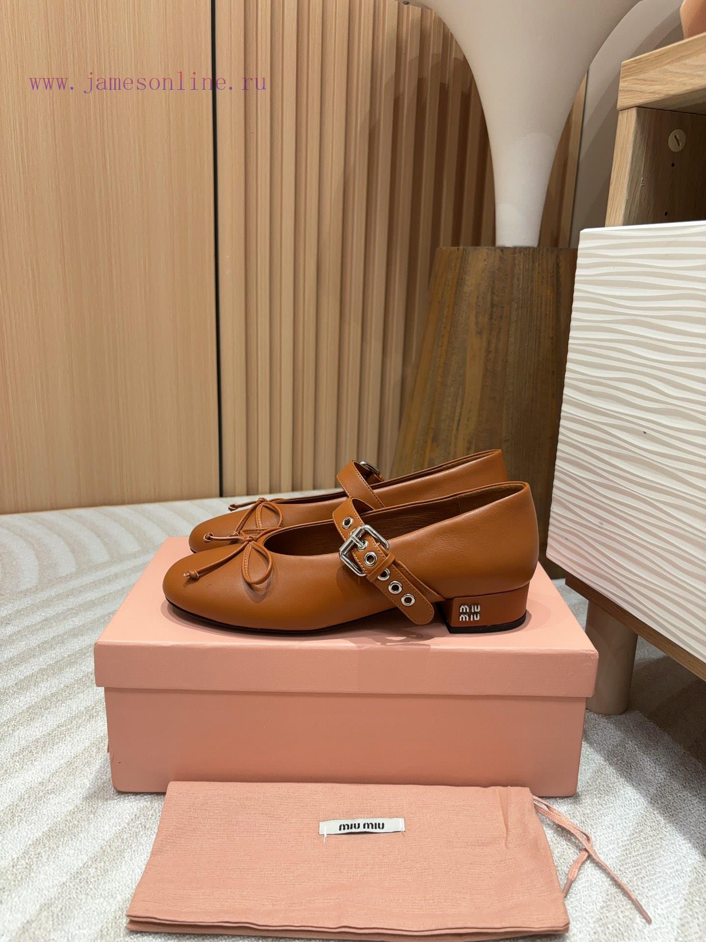 -24Ss Autumn/Winter New Miu Miu Bow Mary Jane Ballet Coarse Single ShoesOn This Leather Ballet mtrnxbu3 - Image 2