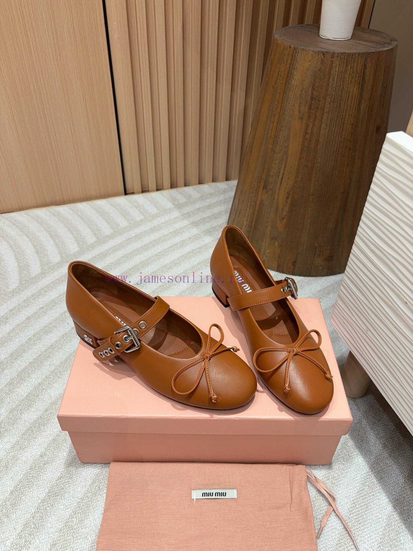 -24Ss Autumn/Winter New Miu Miu Bow Mary Jane Ballet Coarse Single ShoesOn This Leather Ballet mtrnxbu3 - Image 4