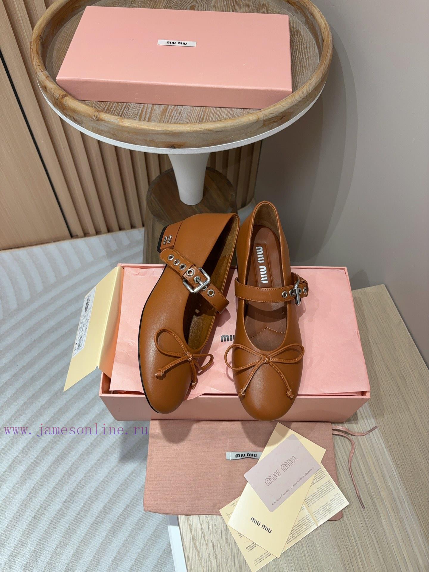 -24Ss Autumn/Winter New Miu Miu Bow Mary Jane Ballet Coarse Single ShoesOn This Leather Ballet mtrnxbu3 - Image 9