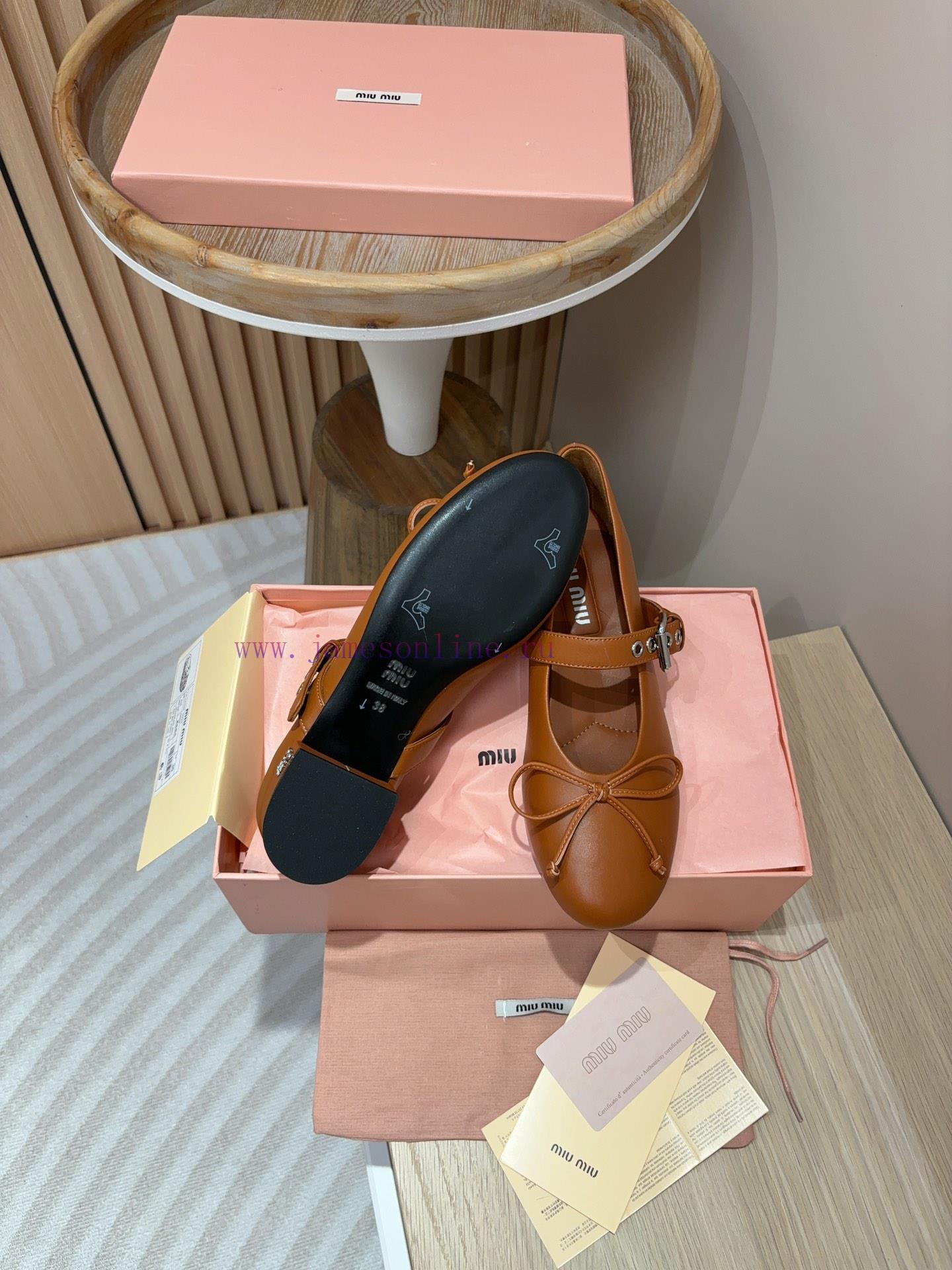 -24Ss Autumn/Winter New Miu Miu Bow Mary Jane Ballet Coarse Single ShoesOn This Leather Ballet mtrnxbu3 - Image 10