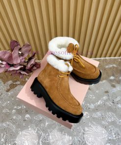 Purchasing Level ㎡⁰² 4 𝐬𝐬 🤍🤎  MiuMiu's New Oxford Thick Soled High Bang Casual Shoes/wool Linin kxx04wka