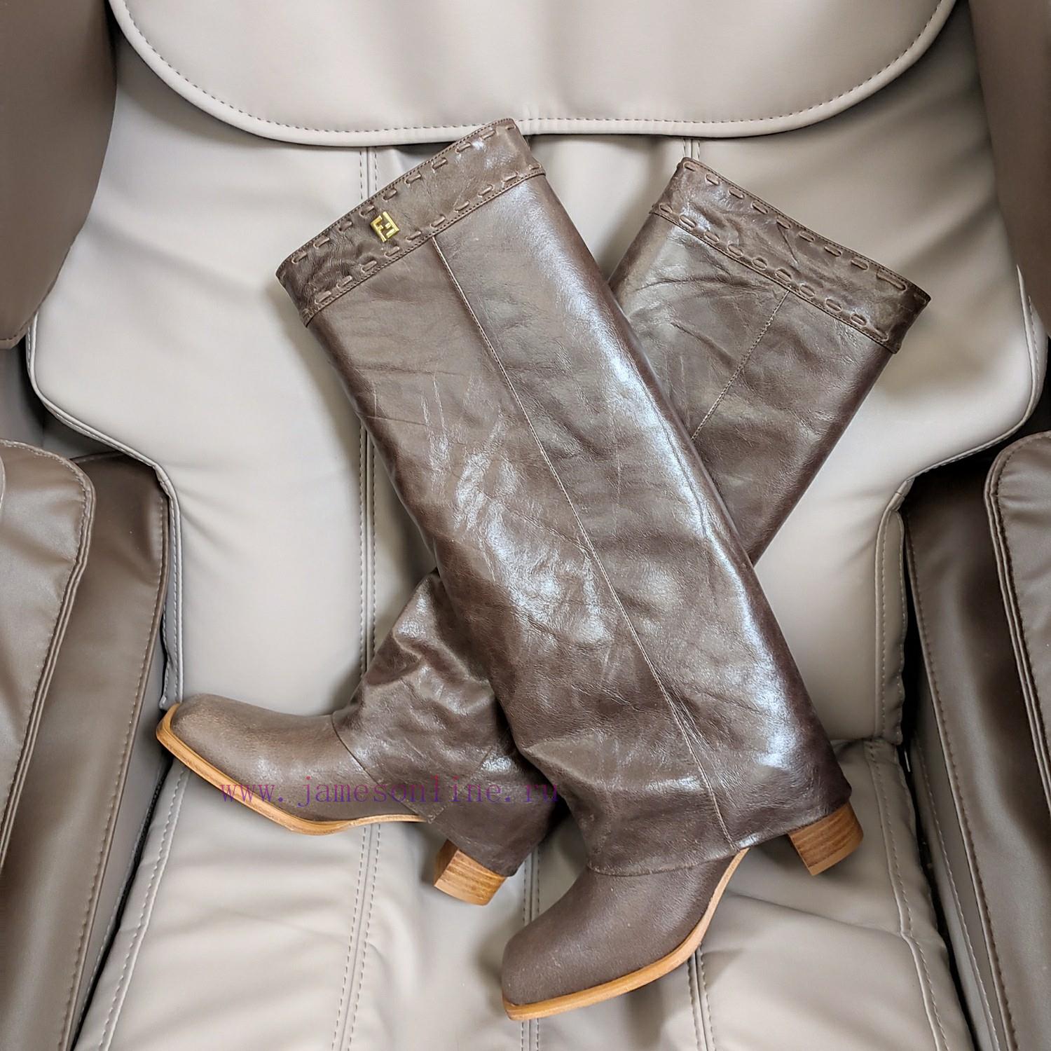 Wooden Grain Thick Heeled Pants Boots/square Toe Single ShoesFendi Top-level Version Recognizes osa0hrwy - Image 10