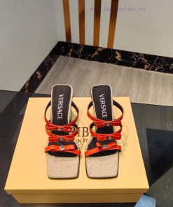 Versace Versace 𝟐𝟎𝟐𝟒/𝐒𝐒 Medusa Bow High Heels Slippers With Medusa Bow Decoration On The Front_ mxjyhl7w