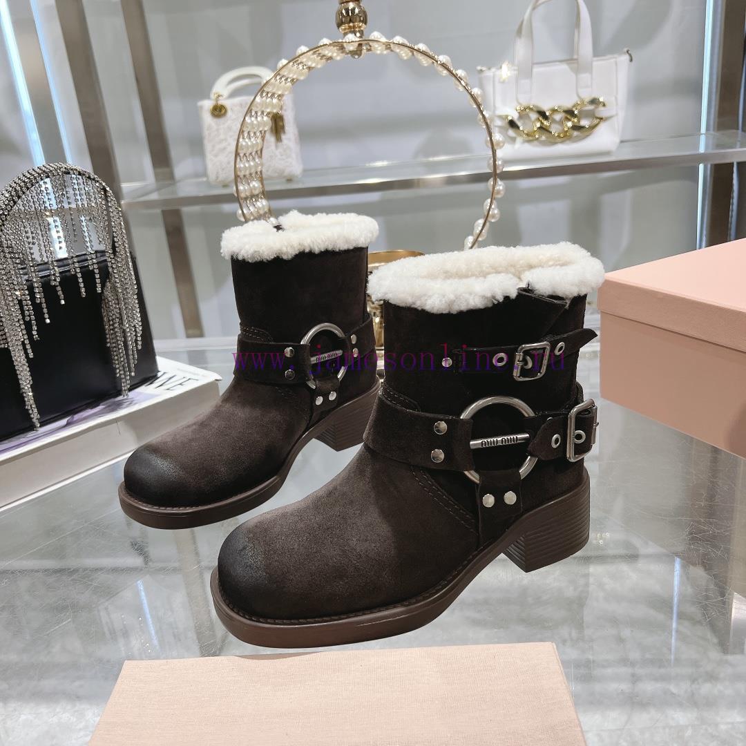 Mouri Miumiu 2024 Autumn/Winter New Product Limited Edition Lock Mouth Short Boots Explosive Bo 1loenn99 - Image 3