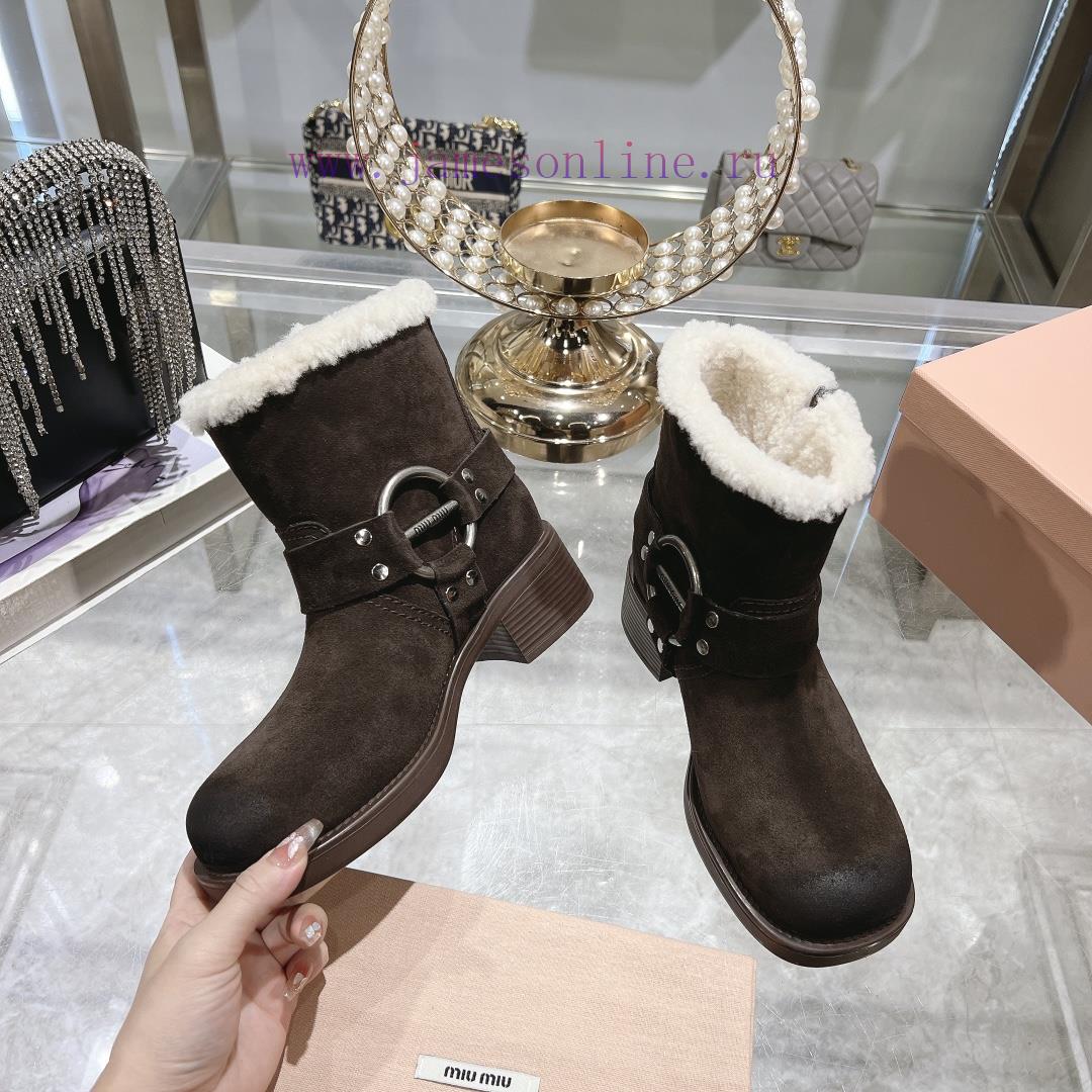 Mouri Miumiu 2024 Autumn/Winter New Product Limited Edition Lock Mouth Short Boots Explosive Bo 1loenn99 - Image 4