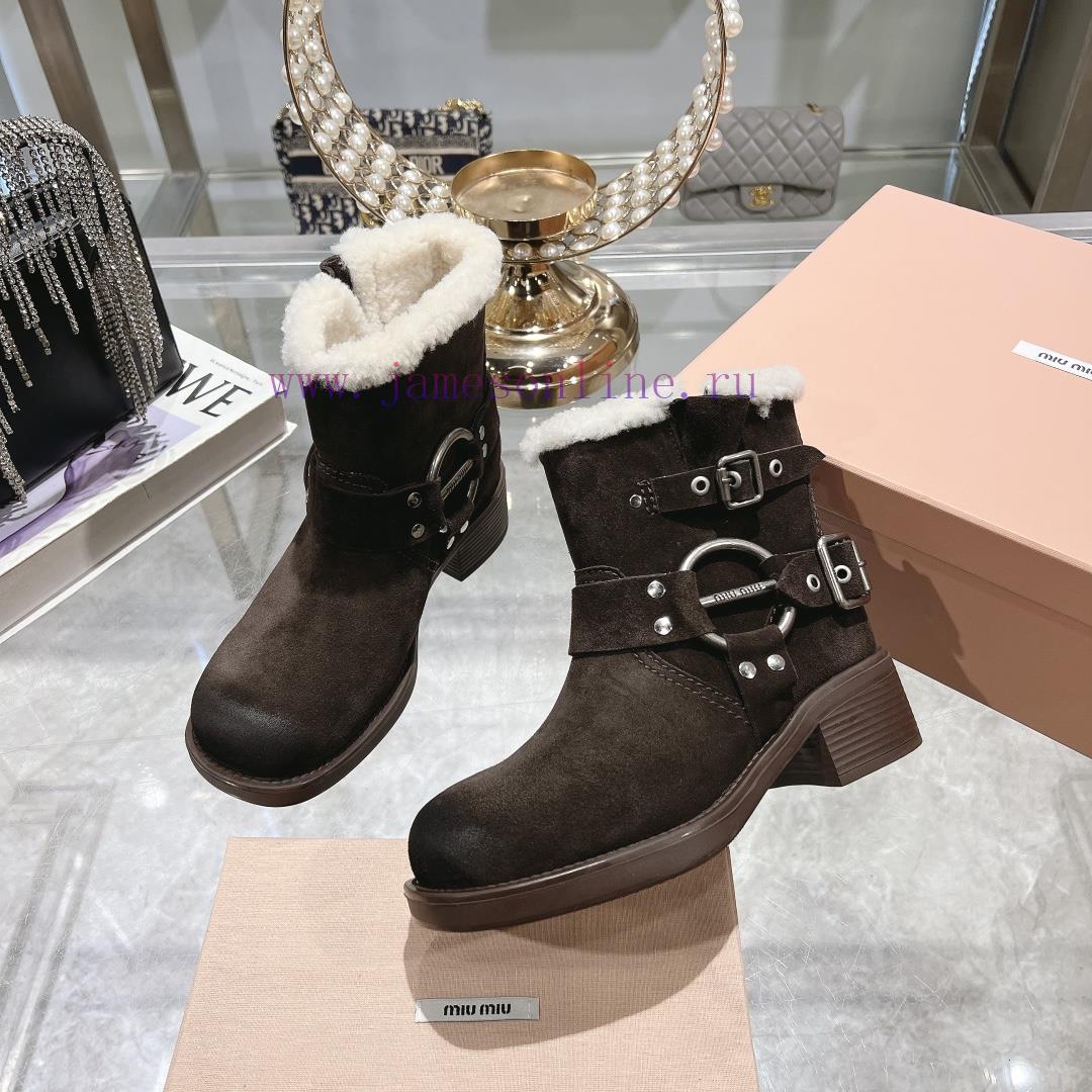 Mouri Miumiu 2024 Autumn/Winter New Product Limited Edition Lock Mouth Short Boots Explosive Bo 1loenn99 - Image 5