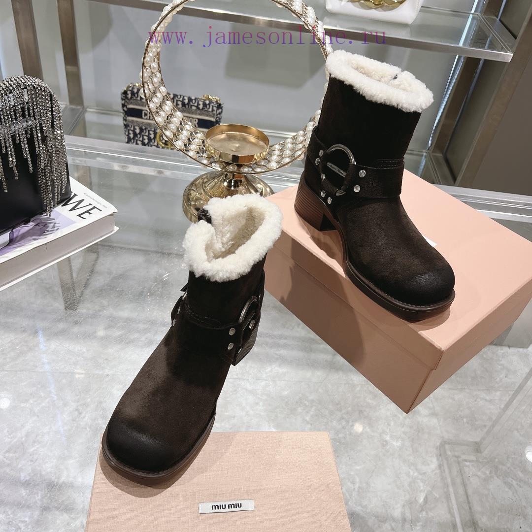Mouri Miumiu 2024 Autumn/Winter New Product Limited Edition Lock Mouth Short Boots Explosive Bo 1loenn99 - Image 6