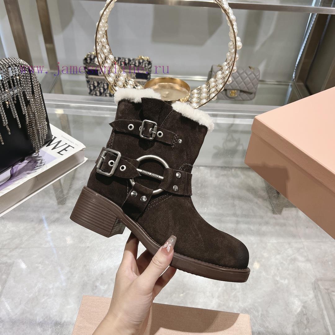 Mouri Miumiu 2024 Autumn/Winter New Product Limited Edition Lock Mouth Short Boots Explosive Bo 1loenn99 - Image 7