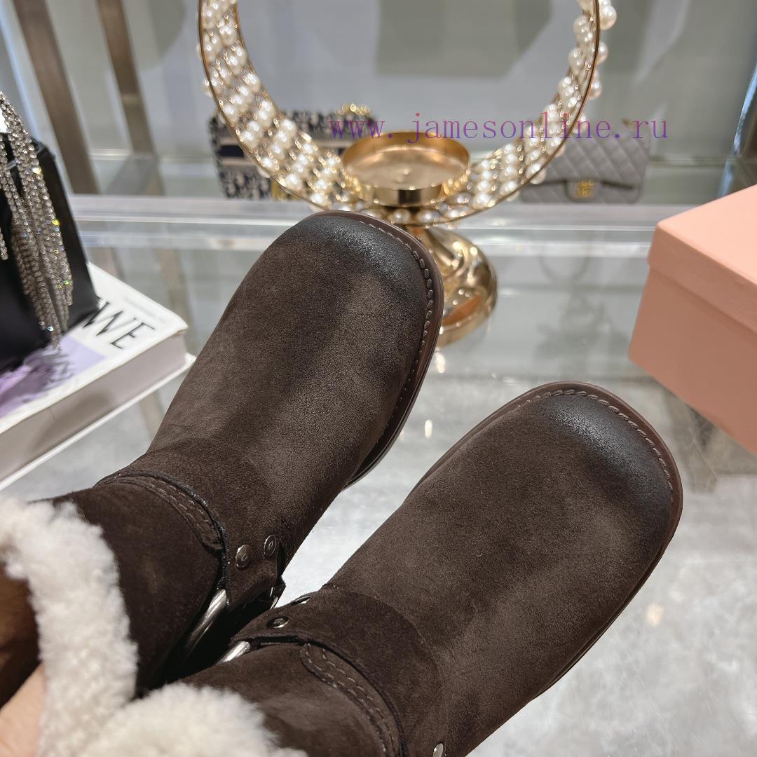 Mouri Miumiu 2024 Autumn/Winter New Product Limited Edition Lock Mouth Short Boots Explosive Bo 1loenn99 - Image 8